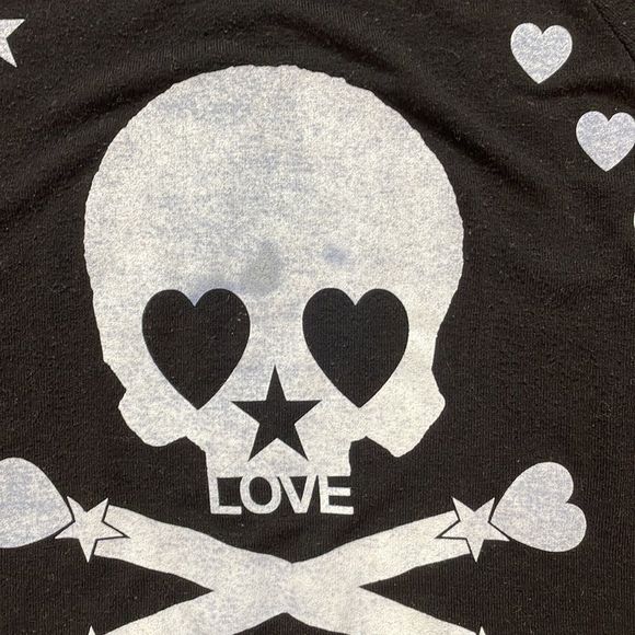 Lauren Moshi Black Sweatshirt Skull Heart Love - Picture 3 of 5